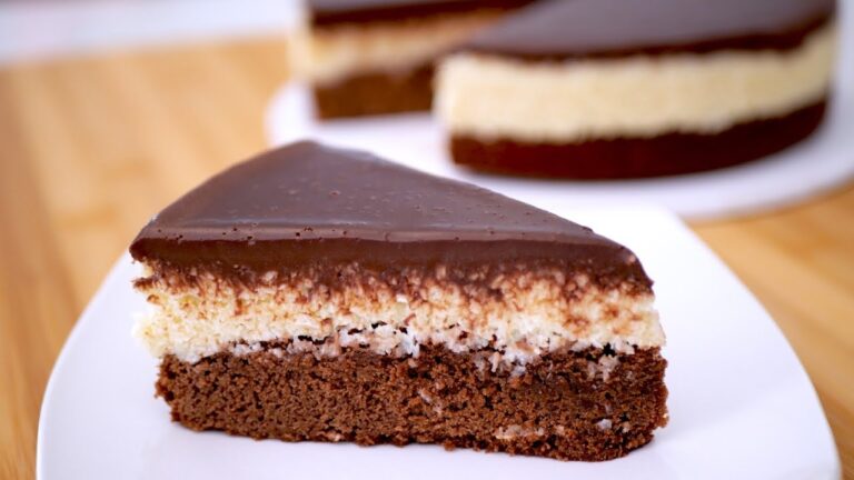 Chocolate cake with creamy coconut filling that makes your mouth water