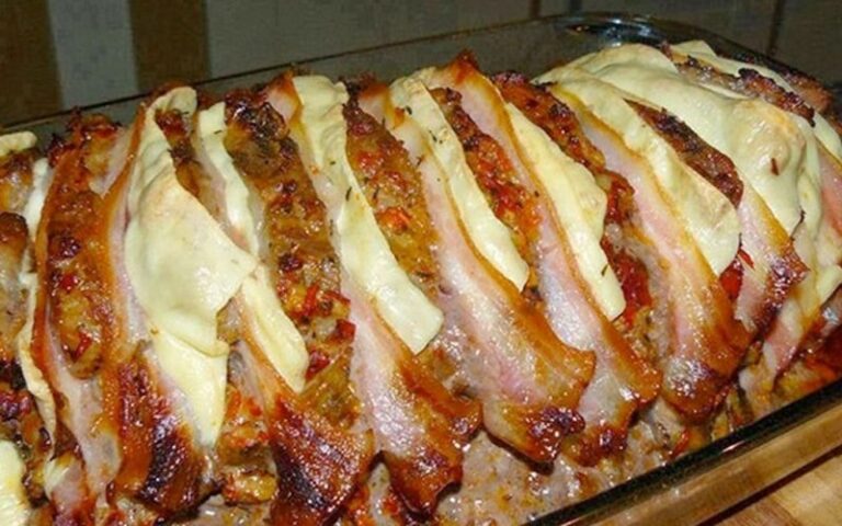 Meat layered with cheese, super tender