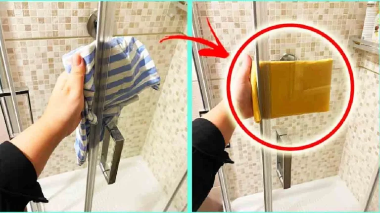 Use the 2 cloth trick to remove limescale from the shower glass! 
