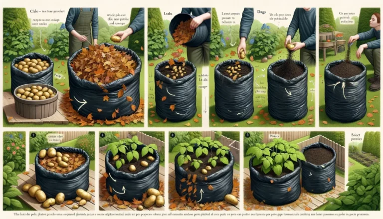 Make leaf compost in bags & plant potatoes in them